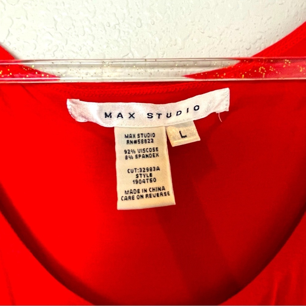 MAX STUDIO Red Sleeveless Dress with Flattering Compression Waist Size L - Picture 4 of 7